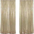JYFLZQ Champagne Sequin Backdrop Curtains 2ft x 8ft 2 Panel Glitter Photo Booth Backdrops Sparkly Photography Background Drapes for Parties Wedding Bridal Showers