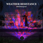 Water Wave Projector with APP & RF Control, IP65 Waterproof Smart Outdoor Lights, 1-100% Dimmable Color Changing, Music Sync & Flame Effect for Pool Party, Ocean Ripple Landscape Lighting