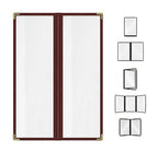 Goodsmart Restaurant Menu Covers - 25 Pack Burgundy 2 Pages / 4 Views 4.25" x 14", Top-Loading Vinyl Menu Holders with Clear Sleeves, Double-Stitched Edge, Leather-Style Café Covers with Gold Corners