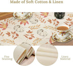 Pumpkin Leaves Table Runner,Seasonal Autumn Thanksgiving Kitchen Dining Table Decoration for Home Party Decor 13x120 Inch