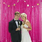 JYFLZQ Hot Pink Sequin Backdrop Curtain 10x10ft Fuchsia Glitter Photo Booth Photography Backdrop Background Shimmer Wall Backdrop Party Decorations