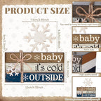 4 Pcs Winter Christmas Decor Winter Table Decorations Christmas Tiered Tray Decor Centerpiece Decorations Indoor Rustic Wooden Snowflake Block Sign Gift Farmhouse for Home Kitchen Shelf