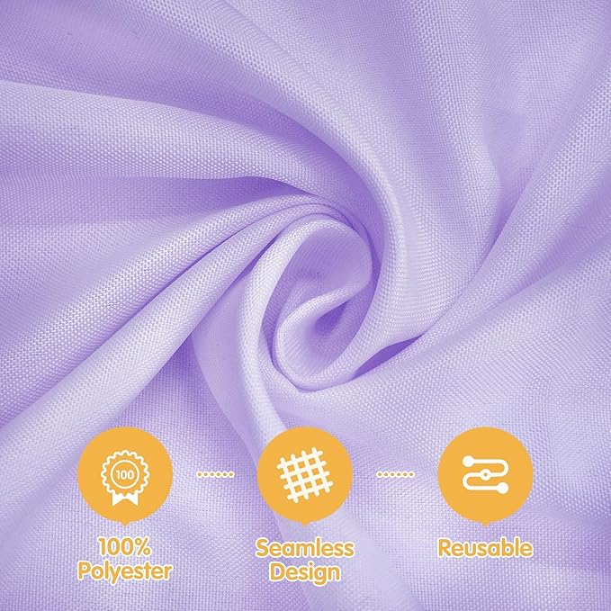 BRILLMAX 4 Pack Lavender Tablecloths for 8 Foot Rectangle Tables 90 x 156 Inch - 8ft Rectangular Bulk Linen Polyester Fabric Washable Cloth Cover for Wedding Reception Banquet Birthday Party