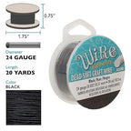 The Beadsmith Wire Elements Craft Wire – Tarnish Resistant, Soft Temper, Round, Black Color – 0.51mm, 24 Gauge, 20 Yard Spool – Jewelry Making, Wire Wrapping, Floral, & Other DIY Crafts