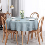 maxmill Lux Faux Linen Tablecloth with Slubby Yarn Textured Weaves Wrinkle Resistant Anti-Shrink Soft Table Cloth for Kitchen Dining Restaurant Tabletop for Event Dinner Round 70 Inch Slate Blue