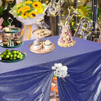 Fitable Sequin Tablecloth for Parties 60x84 Inch - Sparkle Glitter Table Cloth Laser Rectangle Overlay for Wedding Baby Shower Ceremony Birthday Holiday Banquet, Dark Blue