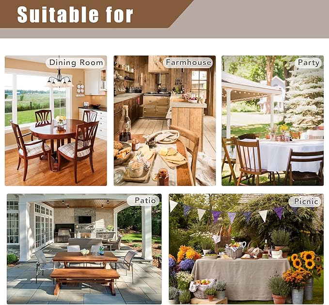 Fitable Faux Linen Tablecloth Square Wrinkle Resistant Fabric Neutral Table Cloth, Indoor Outdoor Table Cover for Kitchen Dining, Birthday Party, Farmhouse (Khaki, 54 x 54 Inch)