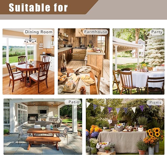 Fitable Beige Square Tablecloths 2 Pack, Linen Look Fabric Table Clothes, Rustic Holiday Table Covers for Kitchen Dining, Outdoor Picnic, Farmhouse (54 x 54 Inch)