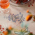 patdrea Designer Linen Extra Long Rectangular Table Cloth,Vintage Red Floral Tablecloth,Breathable Table Cover for Kitchen Dining,Tea Party,Christmas,Thanksgiving,Holiday,63"x110"-Newmari