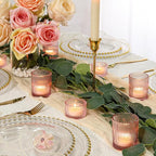 24 Pcs Glass Votive Candle Holders – Assorted Ribbed Pink Tea Light Holders Bulk for Weddings, Baby Showers, Parties, Home Décor, and Table Centerpieces