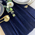 Velvet Table Runner, 5 Pack Luxurious Wedding Reception Decorations Soft Velvet Fabric Table Linen Overlay for Party (20 x 120 inch, Navy)