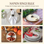 APTWOW 40PCS Leather Napkin Rings, Fall Thanksgiving Napkin Holder, Black Halloween Vintage Farmhouse Napkin Rings Bulk for Wedding Party Birthday Banquet Table Decoration and Daily Use
