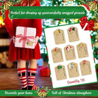 Zonon 720 Pieces Self Adhesive Christmas Gift Tag Xmas Kraft Name Tags Natural Kraft Xmas Stickers Paper Tags Labels for Christmas Decoration(Classic Style)