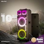 Dolphin High-Power Portable Party Bluetooth Speaker – Wooden Cabinet, X-BASS, LED Lights, Wireless Microphone – Ideal for Parties, Tailgating, and Events