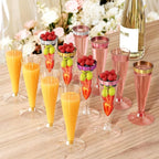 100 Pack Champagne Flutes Plastic Wine Glasses Disposable, 4.5 Oz Gold Rim Mimosa Glasses for 2025 Engagement Wedding Birthday New Years Eve Xmas Party Supplies, Bulk Toasting Cocktail Cups