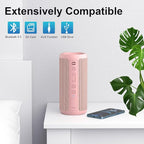 Ortizan Wireless Portable Bluetooth Speaker, IPX7 Waterproof, Dustproof and Rustproof, Powerful 24W Sound, Enhanced Bass, 30 Hour Battery, 360° Party Light, and Stereo Pairing (BT 5.3), Gifts - Pink