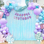 Blue Iridescent Sequin Backdrop Curtain 7ft x 7ft Glitter Photo Booth Backdrop for Wedding Birthday Baby Shower Event Decorations