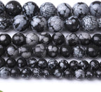 Snowflake Stone Beads for Jewelry Making DIY Craft Gemstone Beads Kit (6mm, 60pcs) Smooth Healing Crystal Beads for Bracelets, Necklaces, Home Decor