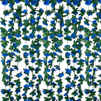 8Pcs 63Ft Royal Blue Rose Garland, Fake Rose Hanging Flowers, Artificial Flower Vine, Hanging Floral Vine Garland for Wedding, Birthday Party, Wall Arch, Halloween, Christmas Garden Backdrop Decor