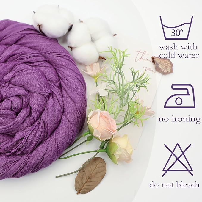 6 Pack Purple Cheesecloth Fall Table Runner 10ft Boho Gauze Fabric Cheese Cloth Table Runner 35 x 120 Inch Rustic Sheer Runner For Romantic Wedding Decor Baby Shower Party Table Centerpiece Decoration