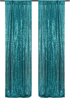 Poise3EHome Teal Sequin Backdrop Curtain,4 Panels 2FTx8FT Glitter Background for Party Birthday Party Baby Shower Wedding Christmas Thanksgiving Halloween Holiday Festival Decor