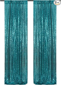 Poise3EHome 2ft x 8ft Teal Sequin Backdrop Curtains 2 Panels for Photography Party Decoration, Teal