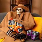 LeZakaa Halloween Wrapping Paper Roll, Gothic Skull-in-Bottle and Eye Cocktail Glass in Black, Spooky Gift Wrap for Horror Lovers, Goth Style Party, Trick or Treat, Mini Roll 17 In x 16.4 Feet