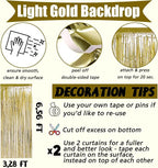 4 Pack Light Gold Fringe Curtain Backdrop, 3.2Ft x 6.6Ft Metallic Tinsel Foil Fringe Streamers Background for Photo Booth Birthday Wedding Baby Shower Carnival Easter Mother’s Day Party Decorations