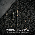 Wordsworth & Black Primori Fountain Pen Set [Black Gold]; Fine Nib, Gift Case, 24 Ink Cartridges, Refill Converter, Manual; Journaling, Calligraphy, Smooth Writing Pens; Left and Right Handed