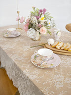 LuoluoHouse Set of 2 Ivory Lace Tablecloths Rectangle Chic Wedding Embroidered Tablecloth 60x120 inch Decorative Tablecloth for Farmhouse Party Birthday Kitchen Table Linens