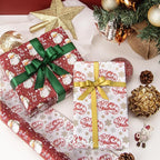 Ribbli Christmas Wrapping Paper Reversible Vintage Santa and Merry Christmas Red White Gift Wrapping Paper Rolls-17 Inch x 33 Feet