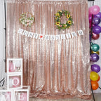 Poise3EHome 6Ft x 6Ft Rose Gold Sequin Backdrop Curtain, Glitter Thick Satin Background Drapes, Sparkly Opaque Photography Curtain, Sequence Xmas Thanksgiving Backdrop for Wedding Party Decor