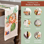 Maison d' Hermine Table Runner 100% Cotton Single Layer Table Runners 108 inches Long for Thanksgiving Christmas Decorations Home Kitchen Dining Party Wedding (Lumina, 14.5" x 108")