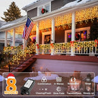 KNONEW Christmas Lights Outdoor Decorations 400 LED 33ft 8 Modes Curtain Fairy String Light with 75 Drops, Clear Wire LED String Light Indoor Decor for Wedding Party Christmas Decorations Warm White
