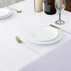 Biscaynebay Textured Fabric Tablecloth 60x84 Inches Rectangular, White Water Resistant Tablecloths for Dining, Kitchen, Wedding and Parties etc. Machine Washable