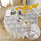 Jeloris Round Lace Tablecloth with Elegant Scalloped Bottom for Any Special Event Such as Wedding, Birthday Party, Baby Shower, Anniversary (60 inch, Style 1)