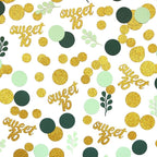 300PC Gold Glitter and Sage Green Sweet 16 Party Decorations Greenery Happy 16th Birthday Confetti for Table Sweet Sixteen Party Decor Supplies