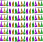 6P Purple Green Gold Foil Fringe Metallic Tassel Streamers Banner Tassel Garland for Parade Floats, Bachelorette, Wedding, Birthday, Graduation, Christmas, Bridal/Baby Shower Party Decorations