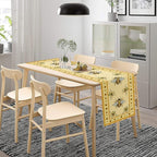 Honey Bee Table Runner, Farmhouse Yellow Sunflower Retro Summer Linen Tables Runners for Kitchen Dining Table Home Party Decor, 13x70inch