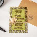 Personalized Wedding Invitations, Laser Cut Wedding Invitation, Flower Wooden Invitations with Envelopes & Stickers, Easy Personalization, 5 Different Color Options