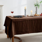 EVERLY 100% Pure Linen Rectangle Tablecloths 60x84Inches for Dining,Buffet Parties,Picnic,Events,Weddings and Restaurants,Decorative Halloween,Thanksgiving Machine Washable Tablecloths-Chocolate