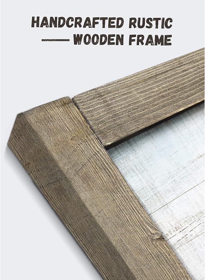 Wooden Barn Landscape Artwork Painting - Rustic Handcrafted Framed Countryside Picture Wall Art for Home Wall Decor