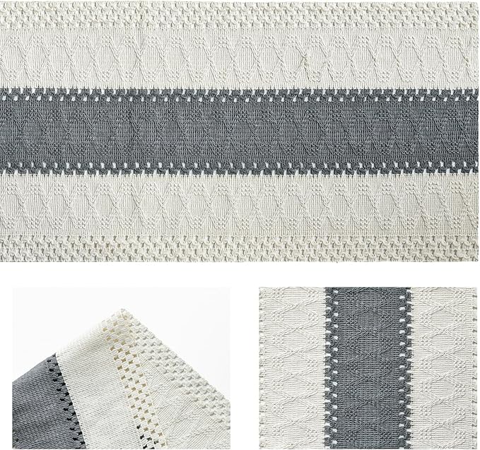 Artoid Mode Dark Grey Farmhouse Rustic Table Runner, Seasonal Holiday Hollow Kitchen Dining Table Decoration for Home Party Decor 12x60 Inch