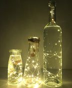 NeoJoy Wine Cork Lights, Rechargeable Bottle Fairy String Lights with 15 LED for DIY Artificial Parties Centerpiece Bedroom Decoration Gift (Warm White, 4PCS)