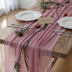 Table Runner Dusty Rose Cheesecloth Gauze 120 Inch 10 FT Rustic Boho Cheese Cloth Runner for Wedding Baby Shower Bridal Shower Garden Party Sheer Home Decorations