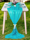 MDS Halloween Chiffon Table Runner - 25 Pack, 29 x 170 Inches, 14ft Each - Sheer Spooky Table Runners for Haunted House Parties, Trick-or-Treat Tables, Witchy Décor, Wedding & Events - Peacock Blue