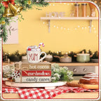 4 Pcs Christmas Table Decorations Winter Snowflake Tiered Tray Decorations Decorative Mini Wooden Books Subject Signs Block Centerpiece for Office Tabletop Shelf Housewarming Gifts