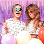 6 Pack Pink Foil Fringe Curtain Backdrop, 3.28Ft x 8.2Ft Metallic Tinsel Foil Fringe Streamer Curtains for Photo Booth, Birthday, Wedding, New Year Party Decorations