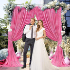 10 x 10 Feet Pink B Backdrop Curtain for Partie, Background Curtains for Photoshoot, Birthday, Wedding, Halloween, Thanksgiving, Christmas Day, New Year Party Decorations 5Ft x 10Ft, 2 Panels