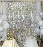 Silver Sequin Backdrop 8ft * 8ft 1 Panel, Shimmer Wall Backdrop Photobooth Props for Wedding, Anniversary, Birthday, Party Decorations